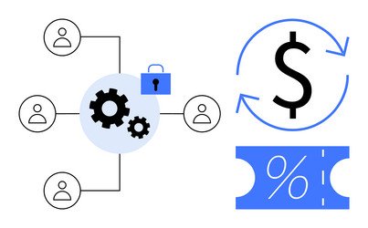 workflow automation with security lock symbol vector image