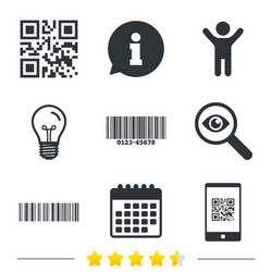 bar and qr code icons scan barcode symbol vector image