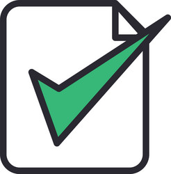 check mark on document line and fill style icon vector image
