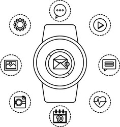 smartwatch with envelope email applications vector image