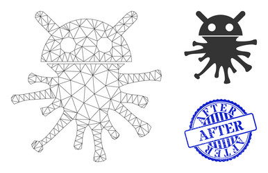 after distress rubber imprint and web mesh virus vector image