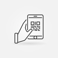 Hand Holding Smartphone with QR Code vector image