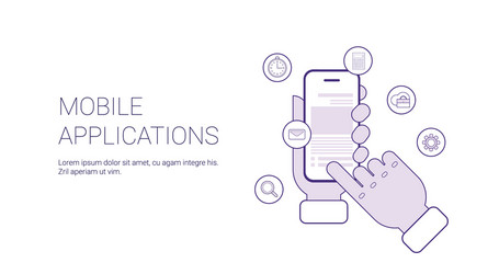 Mobile applications business concept template web vector