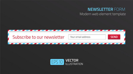 Modern newsletter form template with design vector