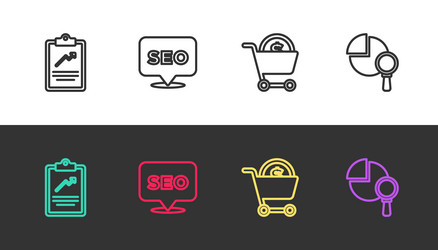 set line clipboard with graph chart seo vector image