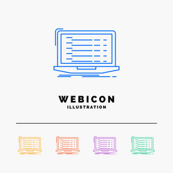 api app coding developer laptop 5 color line web vector image