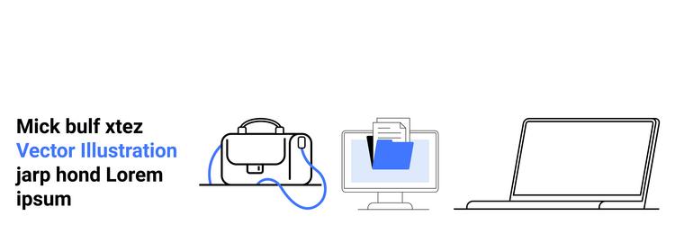 business workspace concept with bag computer vector image