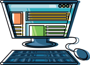 computer with keyboard and mouse icon vector image