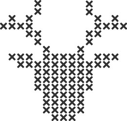 cross stitch knitting reindeer head shape vector