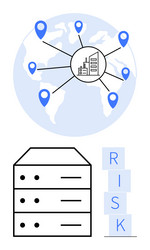 global network risk management with server vector image