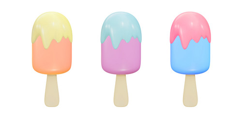 ice cream with icing 3d set realistic objects vector image