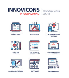 Modern Programming Icons - Line Style vector image