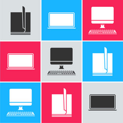 set file document laptop and computer monitor vector image