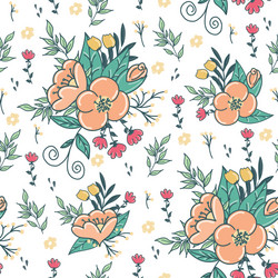 Colorful floral pattern wallpaper with big Vector Image