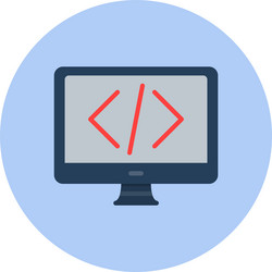 coding flat circle icon vector image
