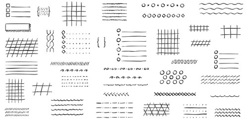 crayon drawn square grids and striped patterns vector image