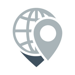 global location icon with earth and pointer vector image
