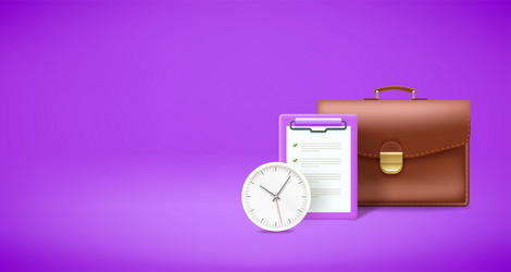 briefcase with calculator calendar and clock time vector image