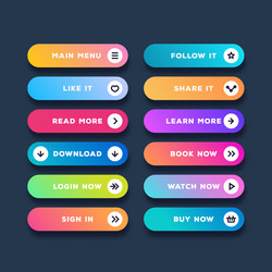 button set modern gradient style vector image