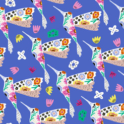seamless pattern with creative floral hummingbirds Vector Image
