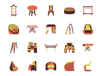 flat color furniture icons vector