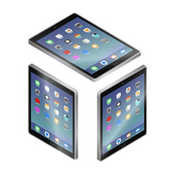 flat isometric gray tablet pc computer with ui vector image