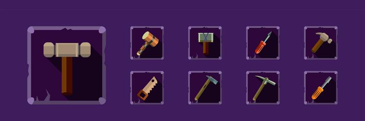 mobile game icon and object with hammer vector image