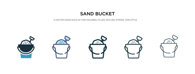 sand bucket icon in different style two colored vector image
