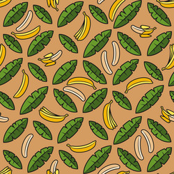 seamless pattern with palm leaves and bananas vector image