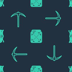 set line asic miner pickaxe and cryptocurrency vector image