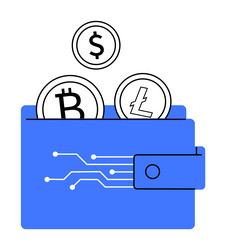 bitcoin billfold icon with mining vector image