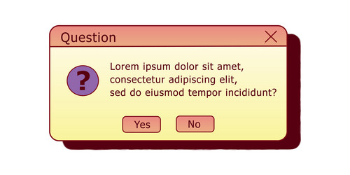 question dialog box retro pc user interface vector