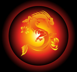 Red and yellow chinese dragon on black background vector