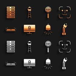 set lock on computer monitor face recognition vector image