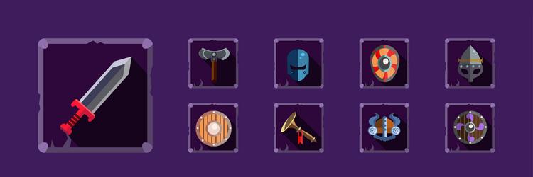 mobile game icon and object with medieval sword vector image