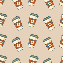 paper coffee cups seamless pattern vector