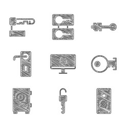 set lock on computer monitor unlocked key mobile vector image