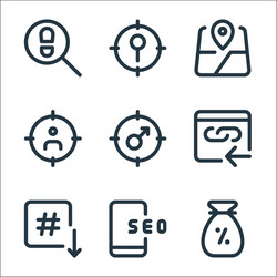 web apps seo line icons linear set quality vector