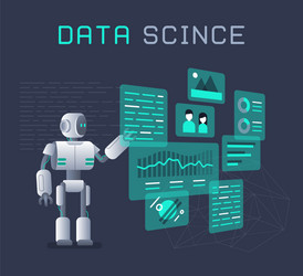 modern robot working with analytics data pie vector