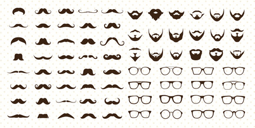 mustaches beard and sunglasses style set vector