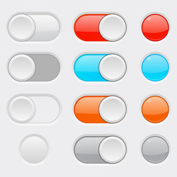 Toggle switch colored web buttons vector