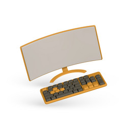 3D Computer Monitor and Keyboard vector image