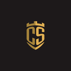 initials cs logo monogram with shield style design vector image