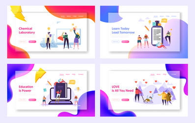 Learn today lead tomorrow landing page set vector