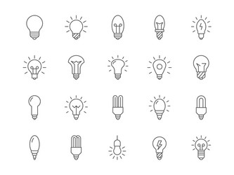 light bulb line lamp symbols idea icons simple vector image