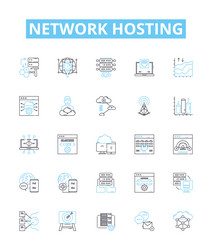 network hosting line icons set webhosting vector image