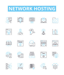 network hosting line icons set webhosting vector