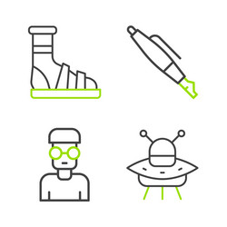 set line ufo flying spaceship nerd geek fountain vector image