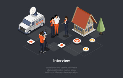 interview broadcasting communication and brief vector image