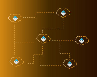 waves blockchain style with cloud background vector image